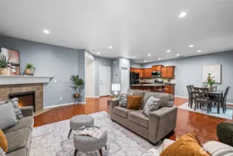 Open concept living, dining and kitchen area