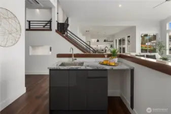 Wet Bar Overlooking Great Room w/Space for Wine Fridge