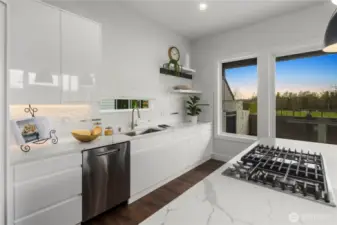 Plethora of Natural Light & Quartz Counters w/Extra Cabinet Space & Breakfast Bar Area
