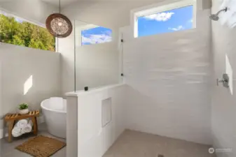 Soaking Tub w/Over-Sized Custom Shower & Private Toilet Area