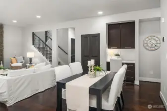 Dining space with built in desk nook