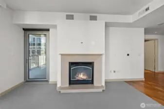 Gas fireplace.
