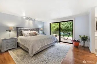 Wonderful primary with deck access.