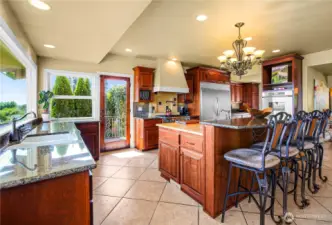 Expansive kitchen designed for entertaining, featuring high-end appliances and ample workspace perfect for gatherings and gourmet cooking.