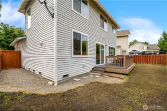 Backyard with grass growing in