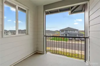 Front facing balcony off loft with views of the cascades & Mt. Rainer.