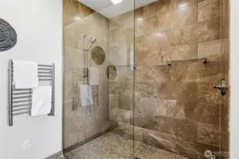 Master bath w/ heated floors and heated towel rack