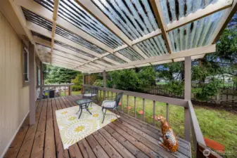 Back deck to back yard is covered for all season enjoyment