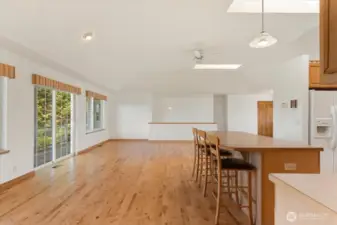 Kitchen & living space open. Access to deck from this space.