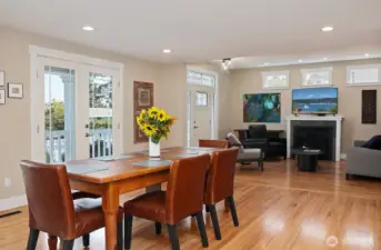 Dining room is very spacious, french doors let in abundant natural light and views.