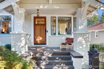 A Craftsman covered porch welcomes you home.