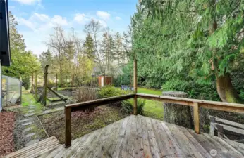Deck to yard w/ expansive gardens