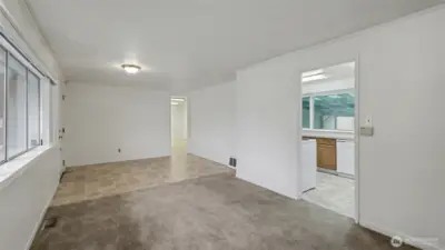 Entry, living and dining room