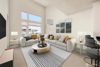 VIRTUALLY STAGED - The vaulted ceilings and large windows provides an abundance of natural light.