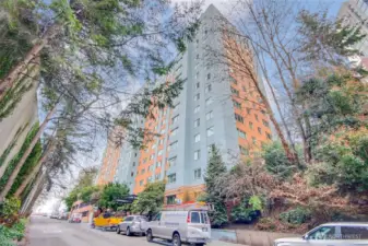 Front of building. Some street parking is available out front for showing.