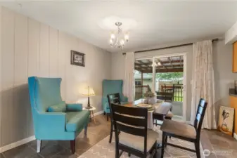 Plenty of room to sit and visit the cook in the kitchen or furnish with a large dining table and chairs.