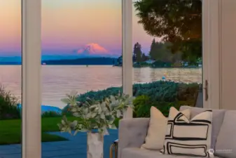 One of the many views of Mt Rainier from the living room.