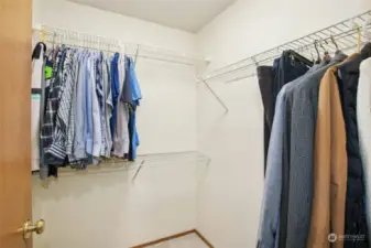 Primary walk-in-closet with adjacent 2nd closet - plenty of space.