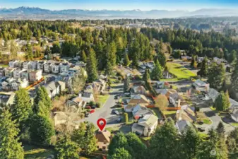 Grassy area in the far right corner is the neighborhood's fenced Dog Park.