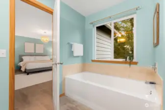 Soaking tub in primary bath.