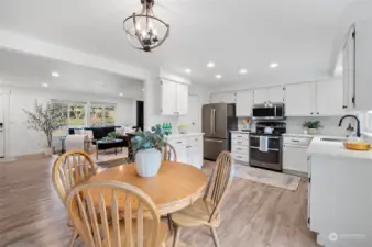 View of the dining area and kitchen