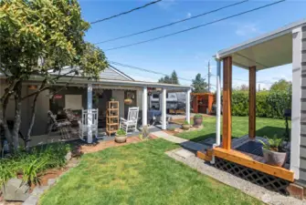 2-car garage with outdoor living space