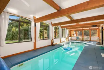 10 x 30 lap pool in 16 x 40 pool room.