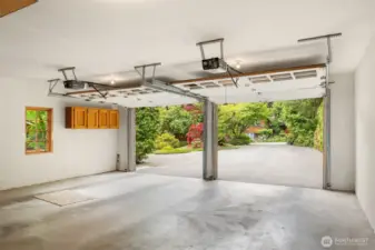 Spacious three car garage.