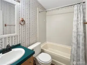 Full guest bath with shower/tub combo.