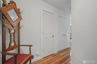 Hallway with extra storage, take a look at that flooring!