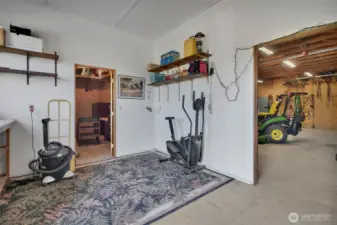 Inside shop entrance with view of storage room, room for hobbies!