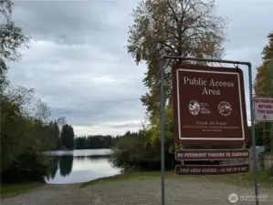 public boat launch, the lake gets stocked each year.
