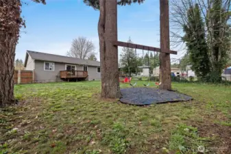 Trees accentuate the lot, and keep the party "swinging."