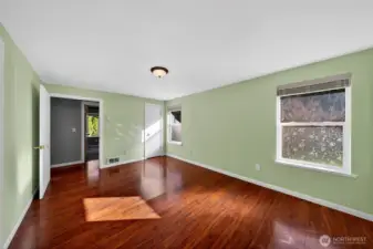 Primary bedroom features an extra closet.