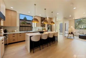 Open floor concept.  Great natural lighting.  High ceilings with double pane picture windows