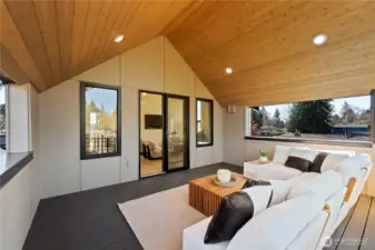 Covered deck off rec room on 3rd floor