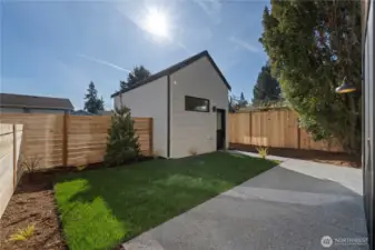 Fully fenced backyard and access to the garage