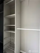 Primary has nice closet built-ins to organize your clothes, shoes hats, purses, and all your stylish things!