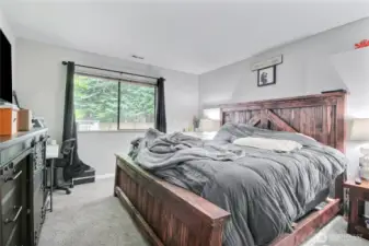 "Main" downstairs bedroom. This furniture is no longer in the room (photo from previous photo shoot).