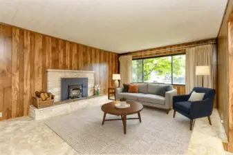 Virtually staged living room