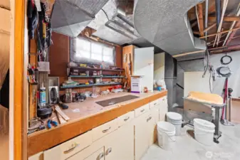 Work space in the basement.