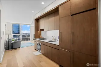 White oak hardwood floors.