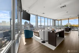 There is a kitchen, dining table, and sofas for your use.