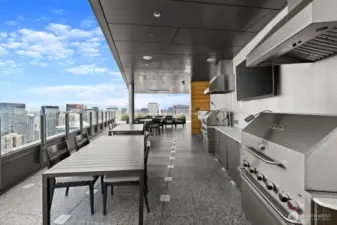 Gas barbecues and communal tables for your rooftop barbecues!