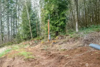 Power pole installed, needs to be hooked to electricity