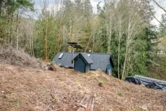 Small structure housing the solar panel equipment