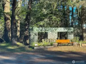 Recognized Cape San Juan entry monument, welcoming residents and guests into one of San Juan Island’s most desirable coastal communities.