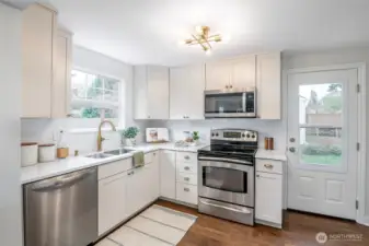 Updated kitchen with classic finishes and modern function.