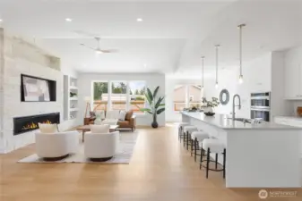 LVP flooring, open great room for entertaining.