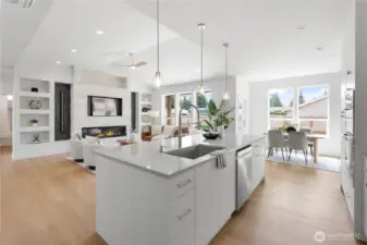 Large single bowl undermount sink.